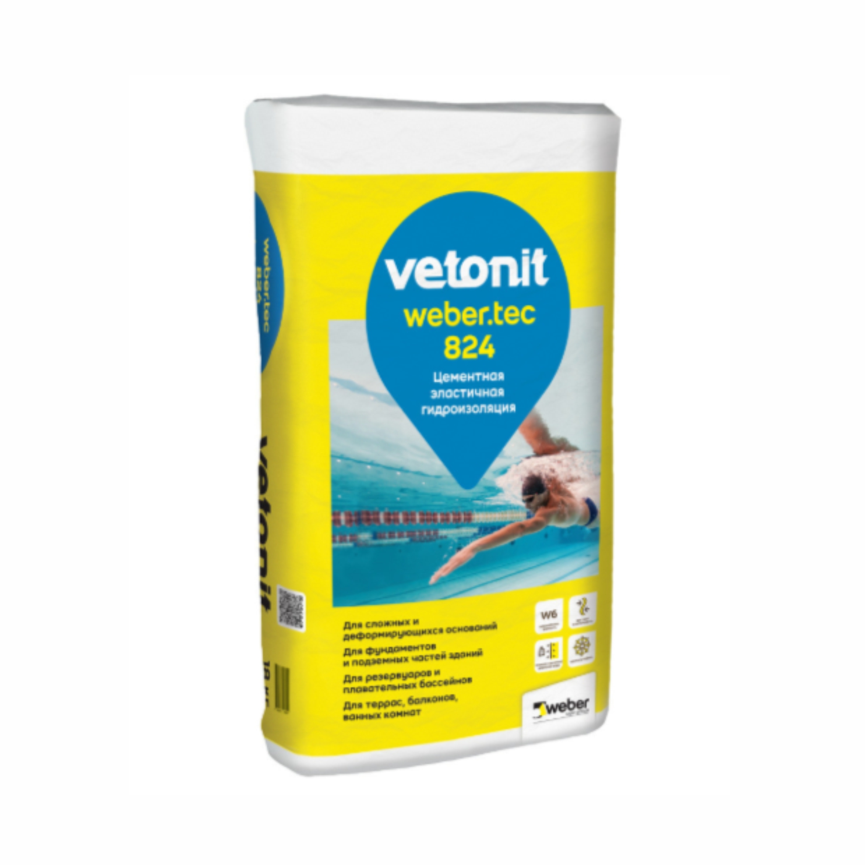 Гидроизоляция полимер-цементная Vetonit weber.tec 824 18кг 1/54