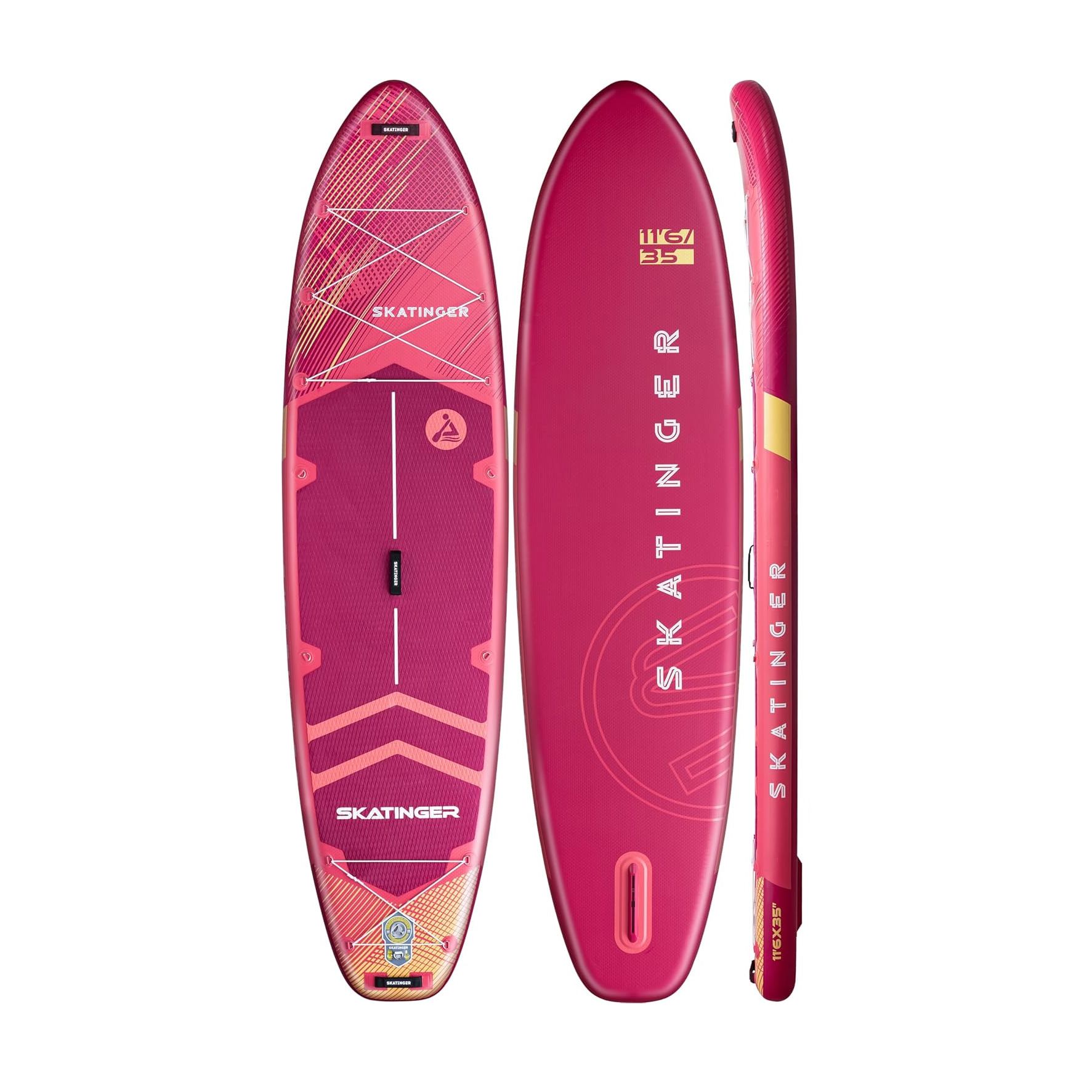 Сапборд (SUP-доска) 11.6' Skatinger Prana, с веслом и сиденьем, розовый, 350*89*15 см (арт.SK9003)