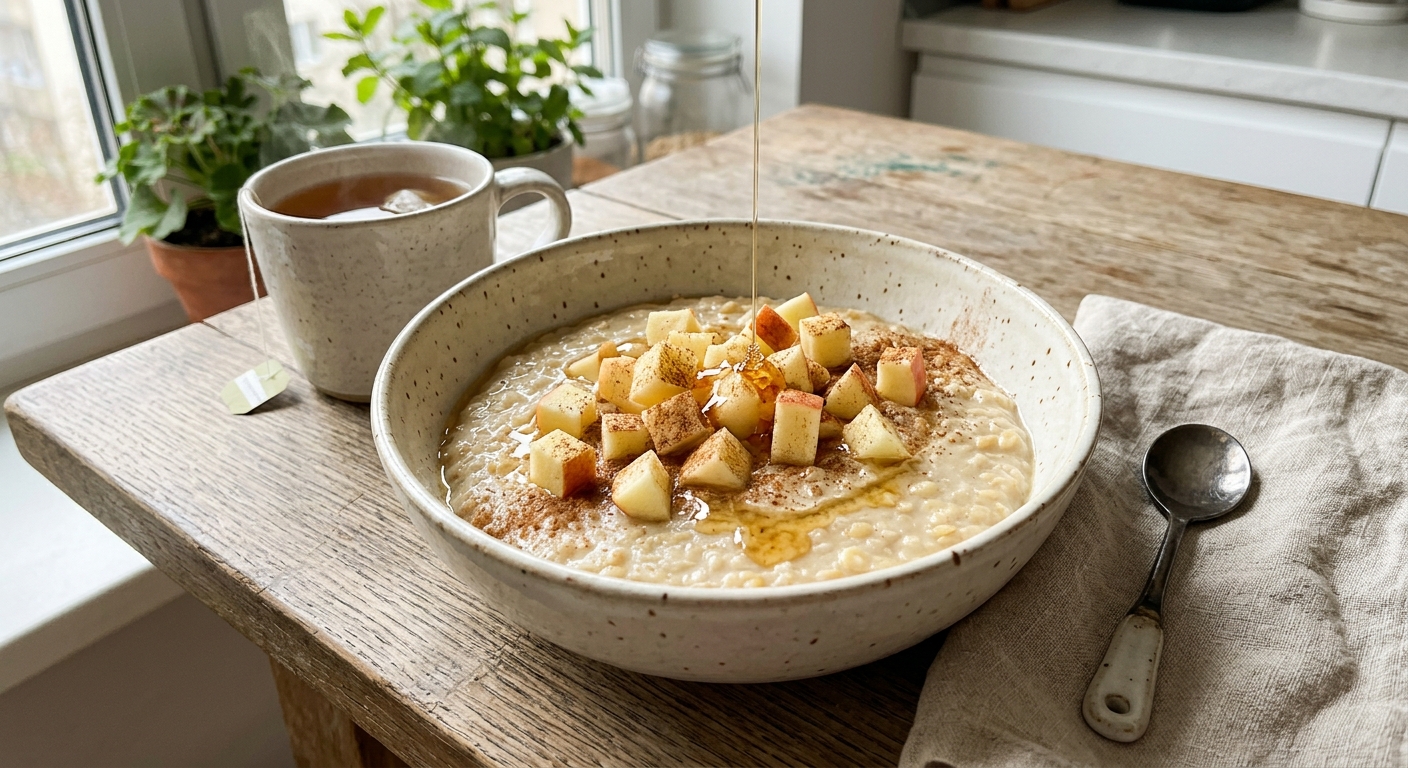 Паровая чечевичная каша с яблоком и корицей