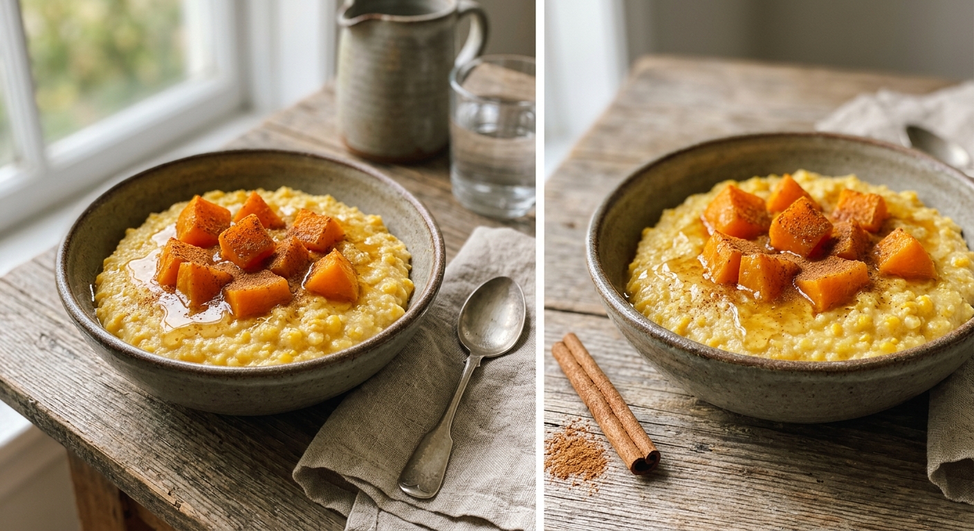 Паровая кукурузная каша с тыквой и корицей