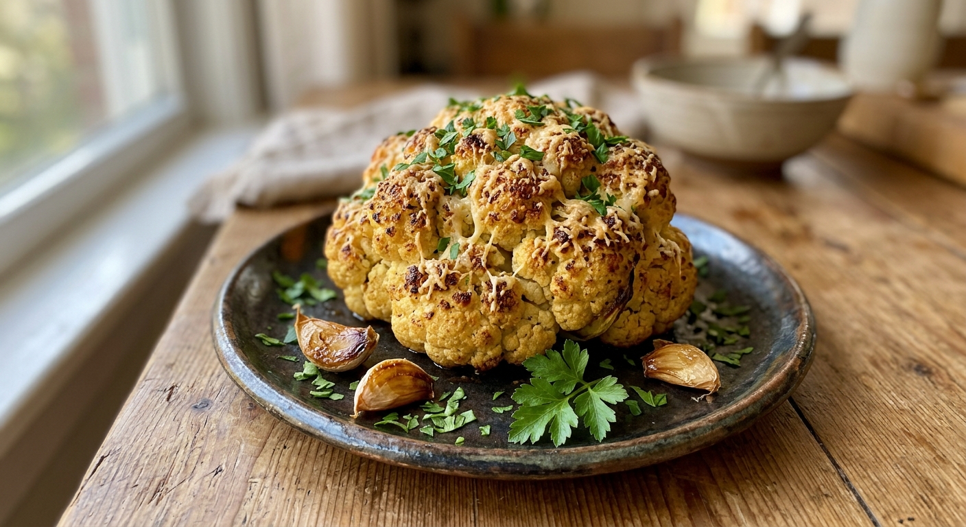 Запечённая цветная капуста с пармезаном и чесноком