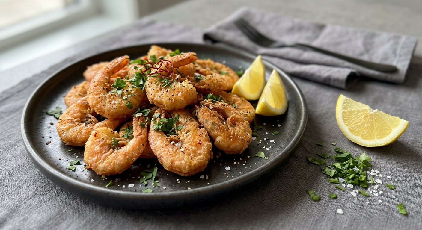 Запечённые креветки с чесноком и лимоном