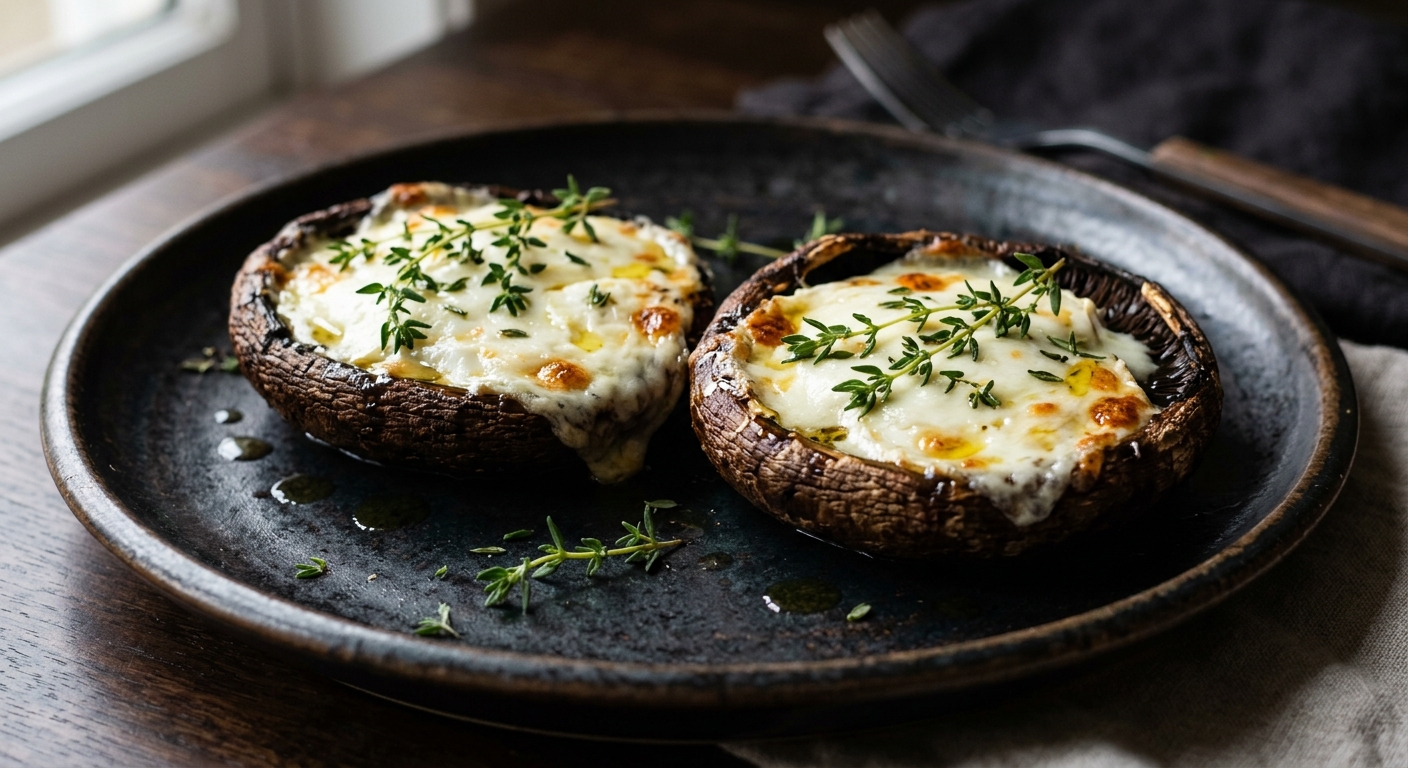 Запечённые портобелло с козьим сыром и тимьяном
