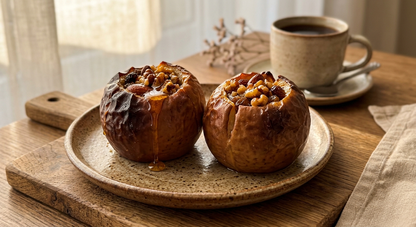 Запечённые яблоки с овсянкой и корицей