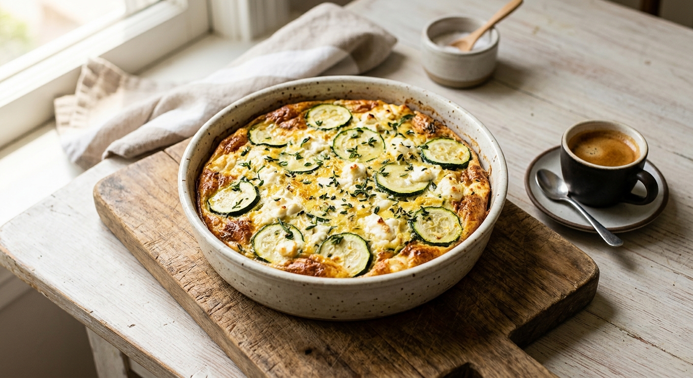 Запечённый омлет с цукини и козьим сыром