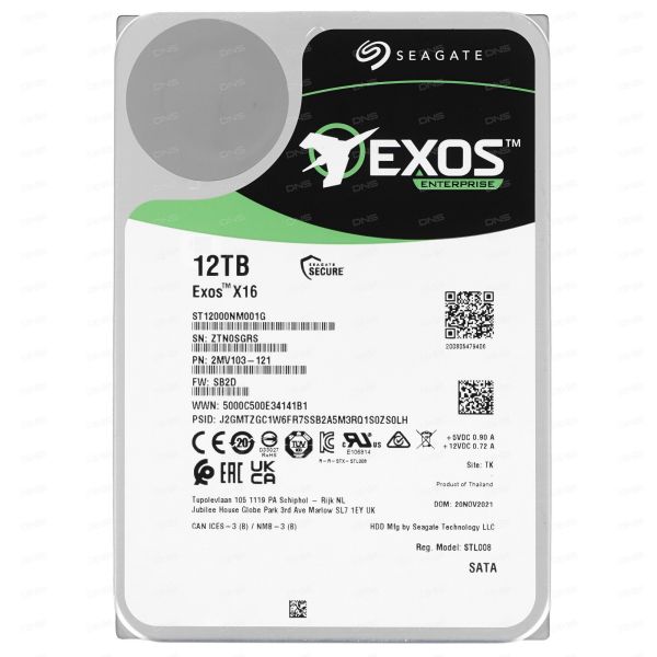 12 TB Hard Drive Seagate Exos X16 [ST12000NM001G]