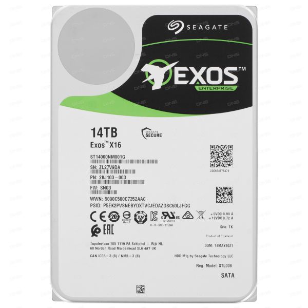 14 TB Hard Drive Seagate Exos X16 [ST14000NM001G]