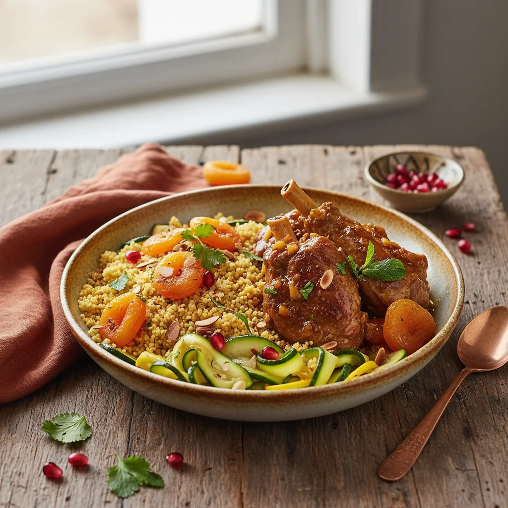 Баранина по-мароккански с кускусом и цукини
