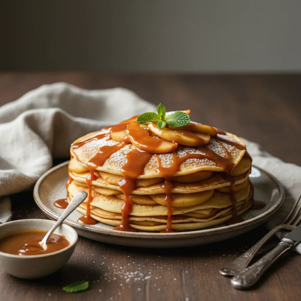 Блинный пирог с яблоками и солёной карамелью