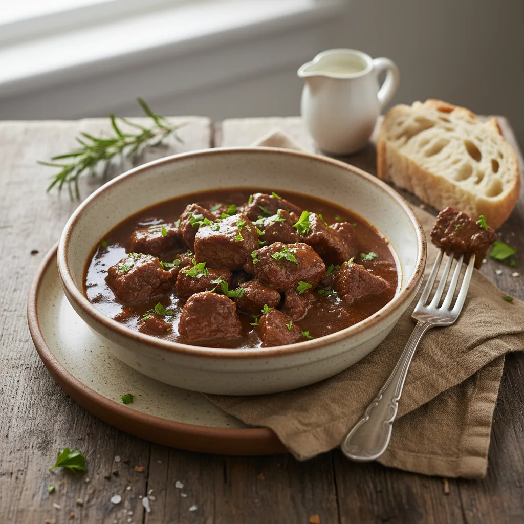 Гуляш из говядины с подливкой — нежное мясо за 1,5 часа