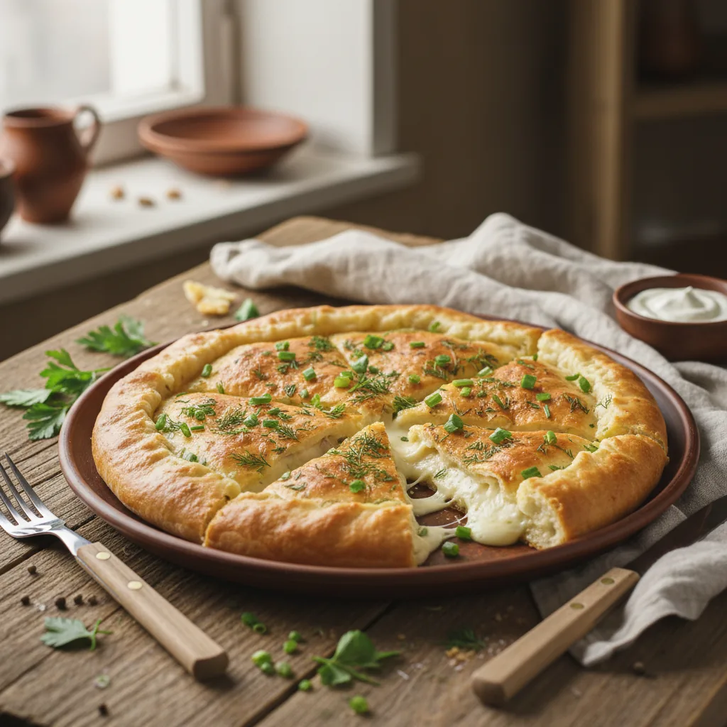 Осетинский пирог с сыром и зеленью