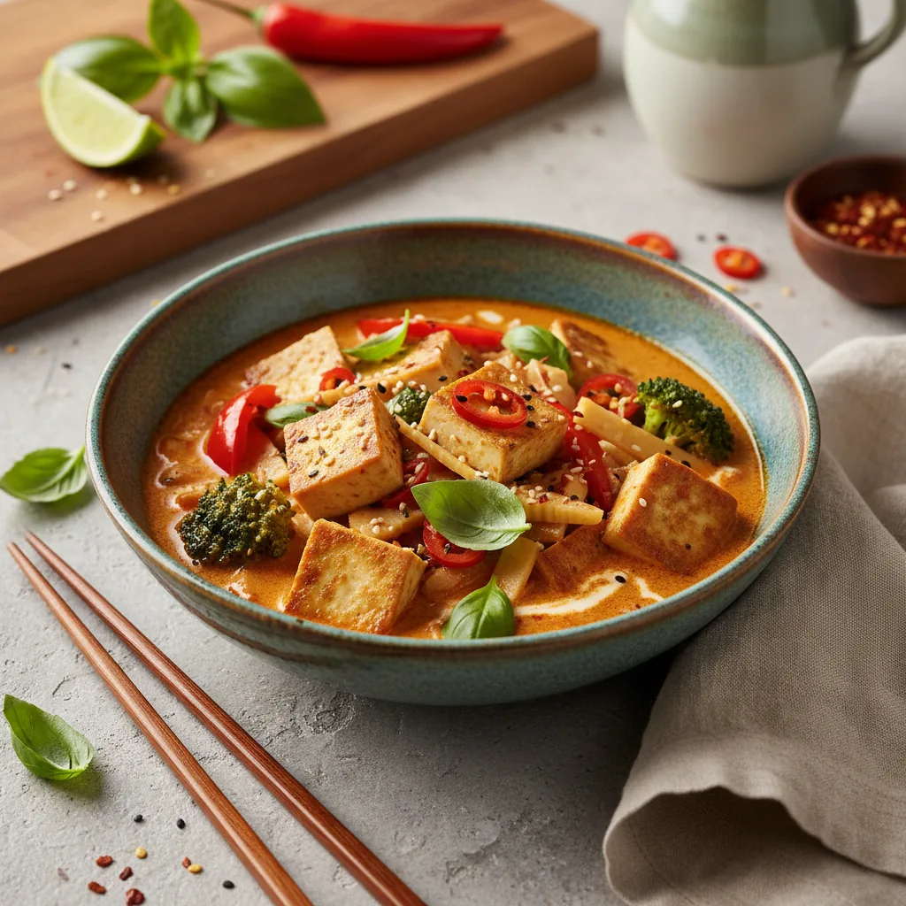 Тайский красный карри с тофу и овощами