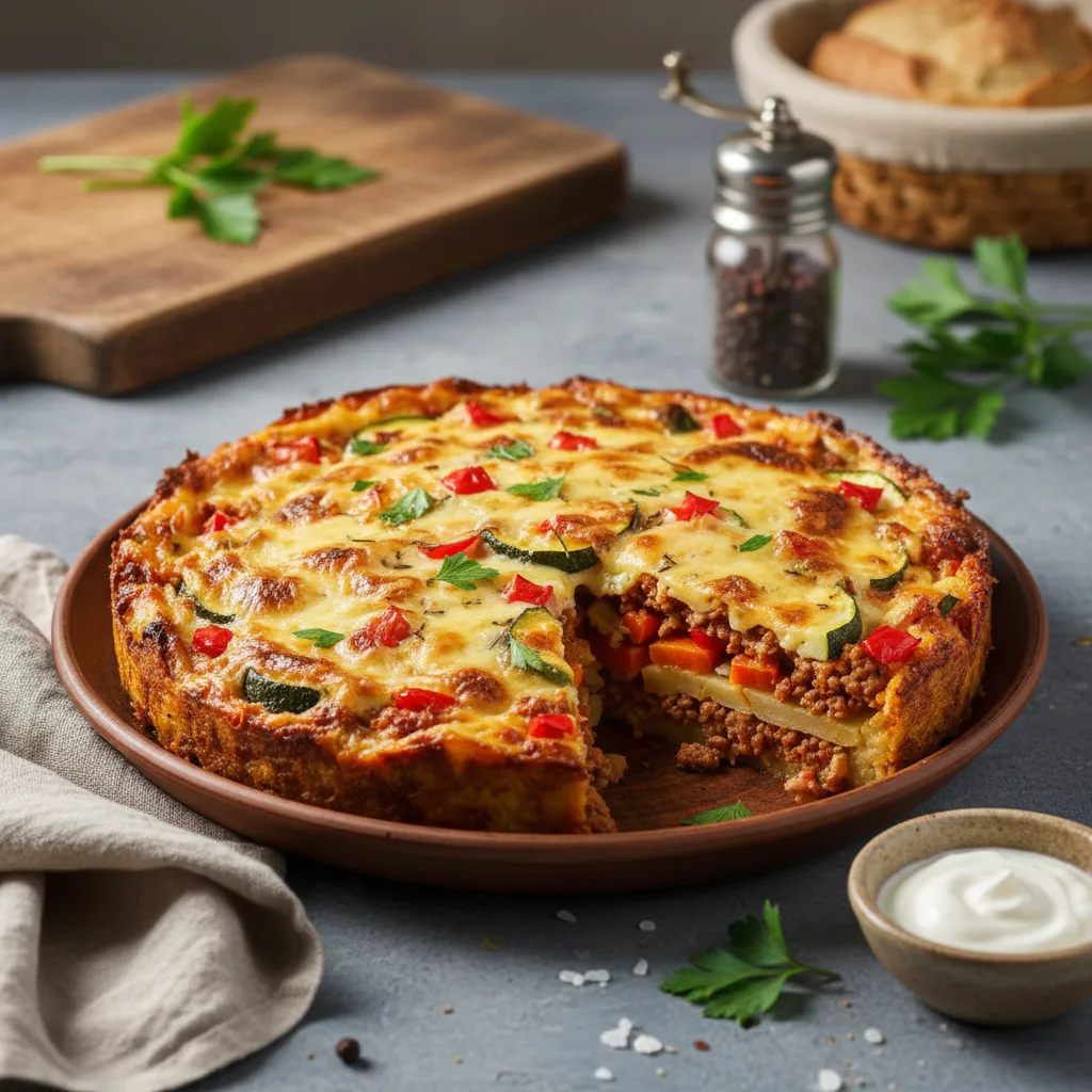 Запеканка с фаршем и овощами — сочная и ароматная