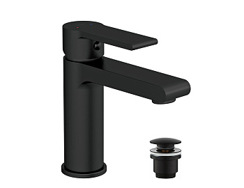 Смеситель Cersanit для раковины BRASKO BLACK однорычажный, черный, с дон.клапаном