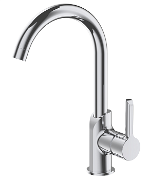 Смеситель для кухни Aquanika Round AQR4015CR однорычажный с поворотным изливом, хром