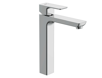 Смеситель для раковины высокий Cersanit GEO однорычажный клик клак, хром