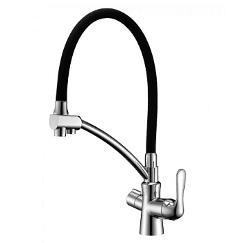 Смеситель для кухни,с подкл.к фильтр.питье.водой,Lemark Comfort, LM3070C, хром/черный