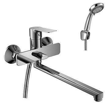 Смеситель для ванны Rossinka одноручный(35мм),с плоским излив 350мм, RS27-33,хром