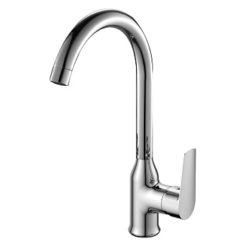 Смеситель для кухни Rossinka одноручный(35мм) с высоким поворотным излив S35-24,хром