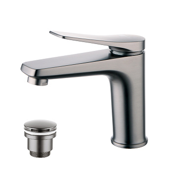 Смеситель Lemark Bronx для умывальника монолитный, графит