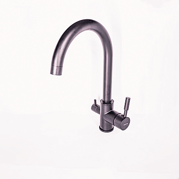 Смеситель для кухни Aquanika Comfort AQC06BL однорычажный с переключением на питьевую воду, графит