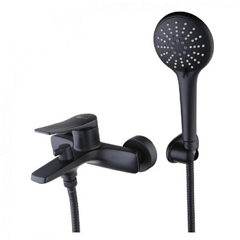 Смеситель для для ванны с коротким изливом,дивертор с кер.пласт.,с аксессуар. Lemark Bronx, LM3714BL