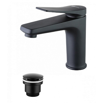 Смеситель для умывальника монолитный,Lemark Bronx LM3706BL, черный