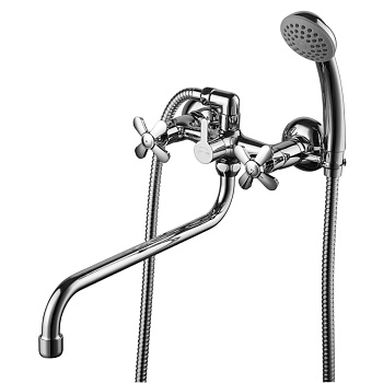 Смеситель Lemark Партнер двуручн,с кругл.изливом 300мм,диверт. кер.пластинами,  LM6541C,хром 