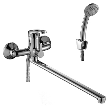 Смеситель для ванны Rossinka одноручный(35мм), с плоским излив 350мм,диверт.с к/п.B35-32, хром