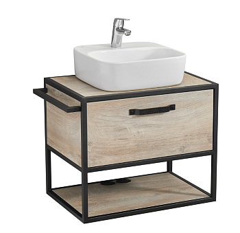 Тумба под раковину Акватон Лофт фабрик 64,2, подвесная, дуб эндгрейн