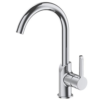 Смеситель для кухни Aquanika Logic AQL4034CR однорычажный с поворотным изливом, хром
