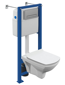 Комплект Cersanit CARINA XL CO DPL EO slim унитаз подвес. + инсталляция VECTOR кнопка BLICK мат.хром