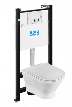 Комплект унитаза с инсталляцией ПЭК ROCA LEON + сиденье Slim SoftClose