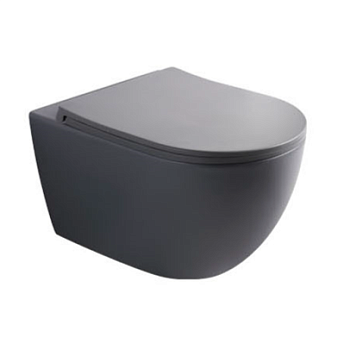 Унитаз подвесной круглый HOME безободковый, сиденье микролифт, графит матовый IOTR2210R-U10