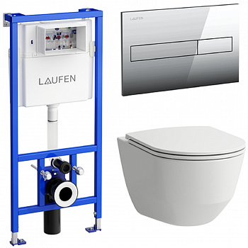 Комплект унитаз ПЭК Laufen Pro с инсталляцией + кнопка + сидение (8.2096.6.000.000.1 +8.9466.0.000.0
