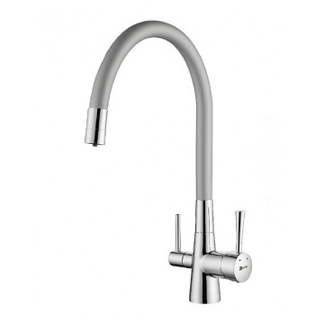 Смеситель для кухни,с гибким изл.,с подкл.к фильтр.п/в,Lemark Expert LM3075C-Silver, хром/серебро