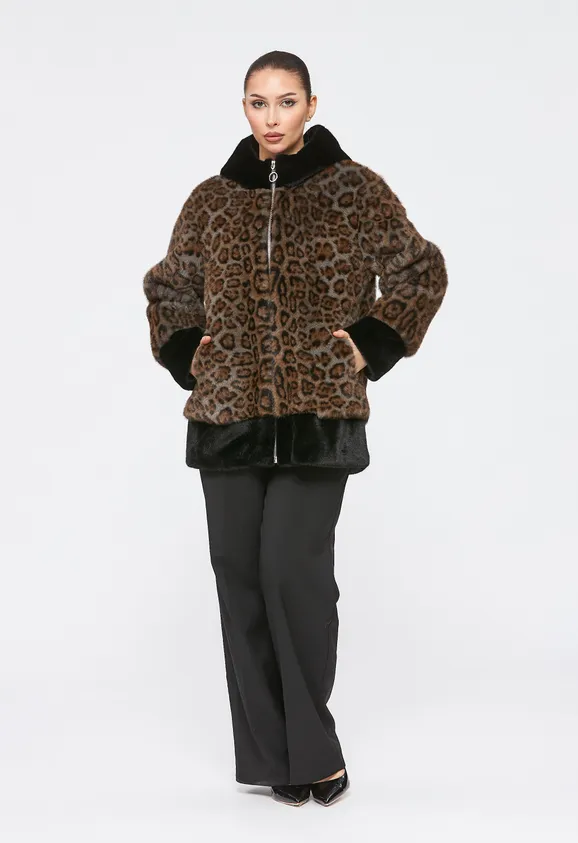 Фото Шуба из эко норки леопард с капюшоном - 4
