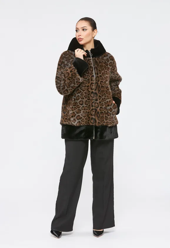 Фото Шуба из эко норки леопард с капюшоном - 8