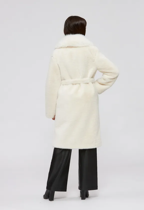 Фото Шуба из эко норки белая с английским воротником из белого эко песца - 9