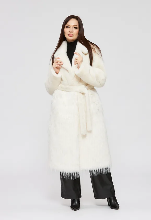 Фото Шуба из эко норки и отделкой эко страус - 6