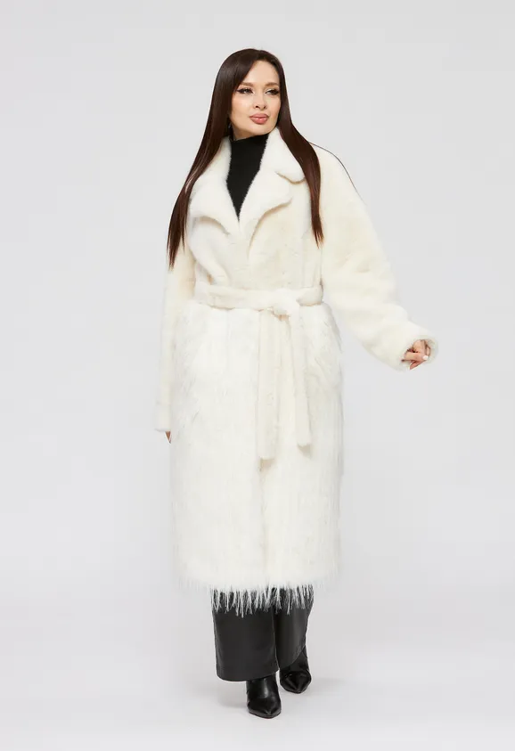 Фото Шуба из эко норки и отделкой эко страус - 1