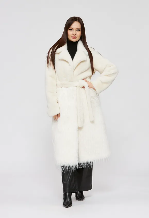 Фото Шуба из эко норки и отделкой эко страус - 5