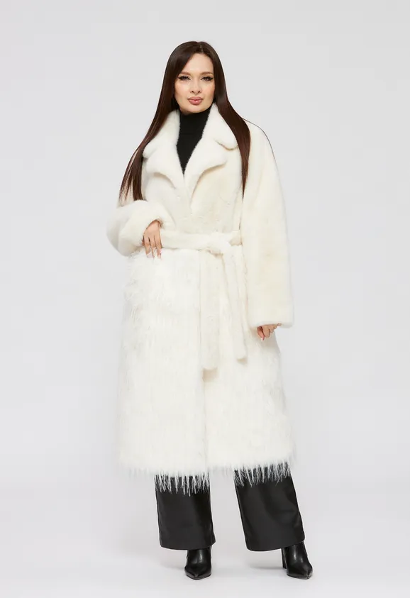 Фото Шуба из эко норки и отделкой эко страус - 4