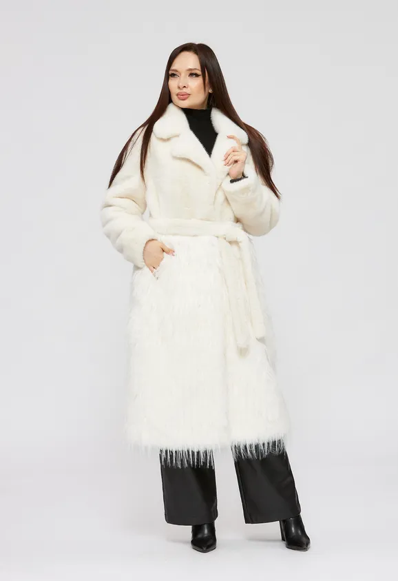 Фото Шуба из эко норки и отделкой эко страус - 3