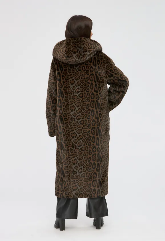 Фото Шуба из эко норки леопард с капюшоном - 6