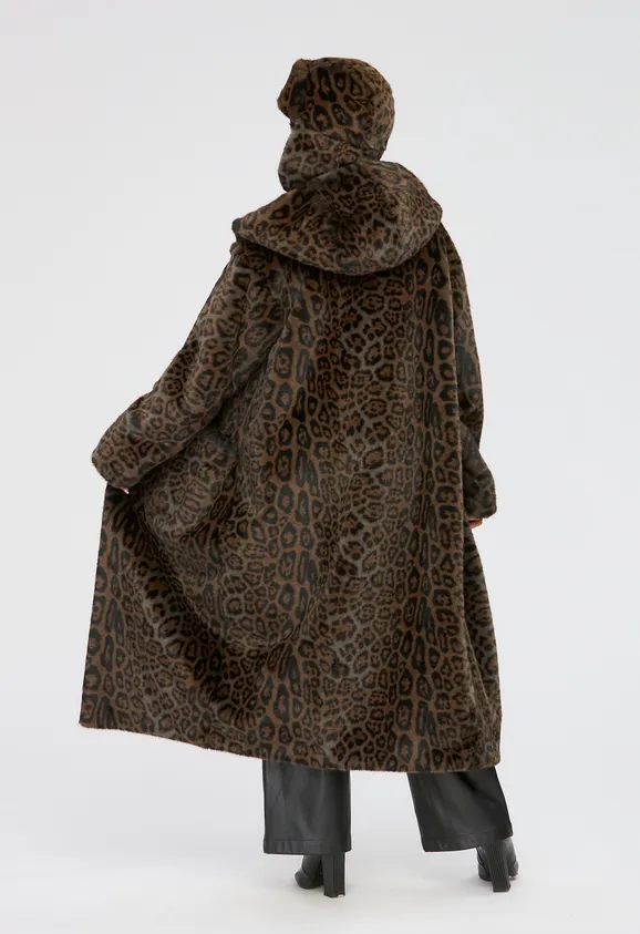 Фото Шуба из эко норки леопард с капюшоном - 4