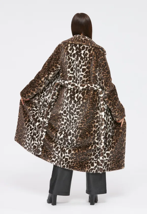 Фото Шуба из эко норки леопард с английским воротником - 4