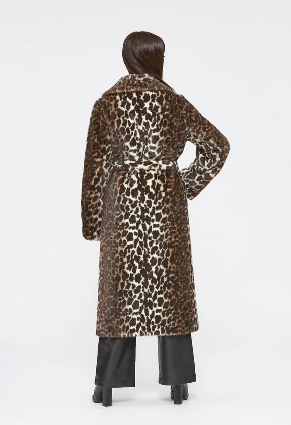 Фото Шуба из эко норки леопард с английским воротником - 6