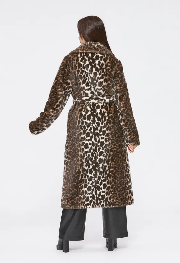 Фото Шуба из эко норки леопард с английским воротником - 3