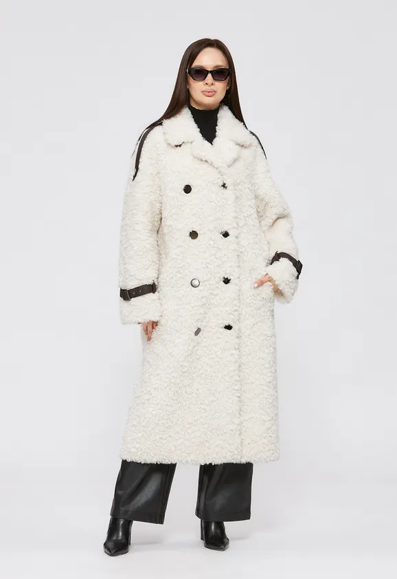 Фото Пальто из шерсти белое с английским воротником - 8